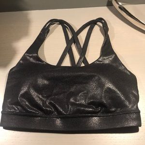 LuluLemon Crackled Leather- look black Sports bra